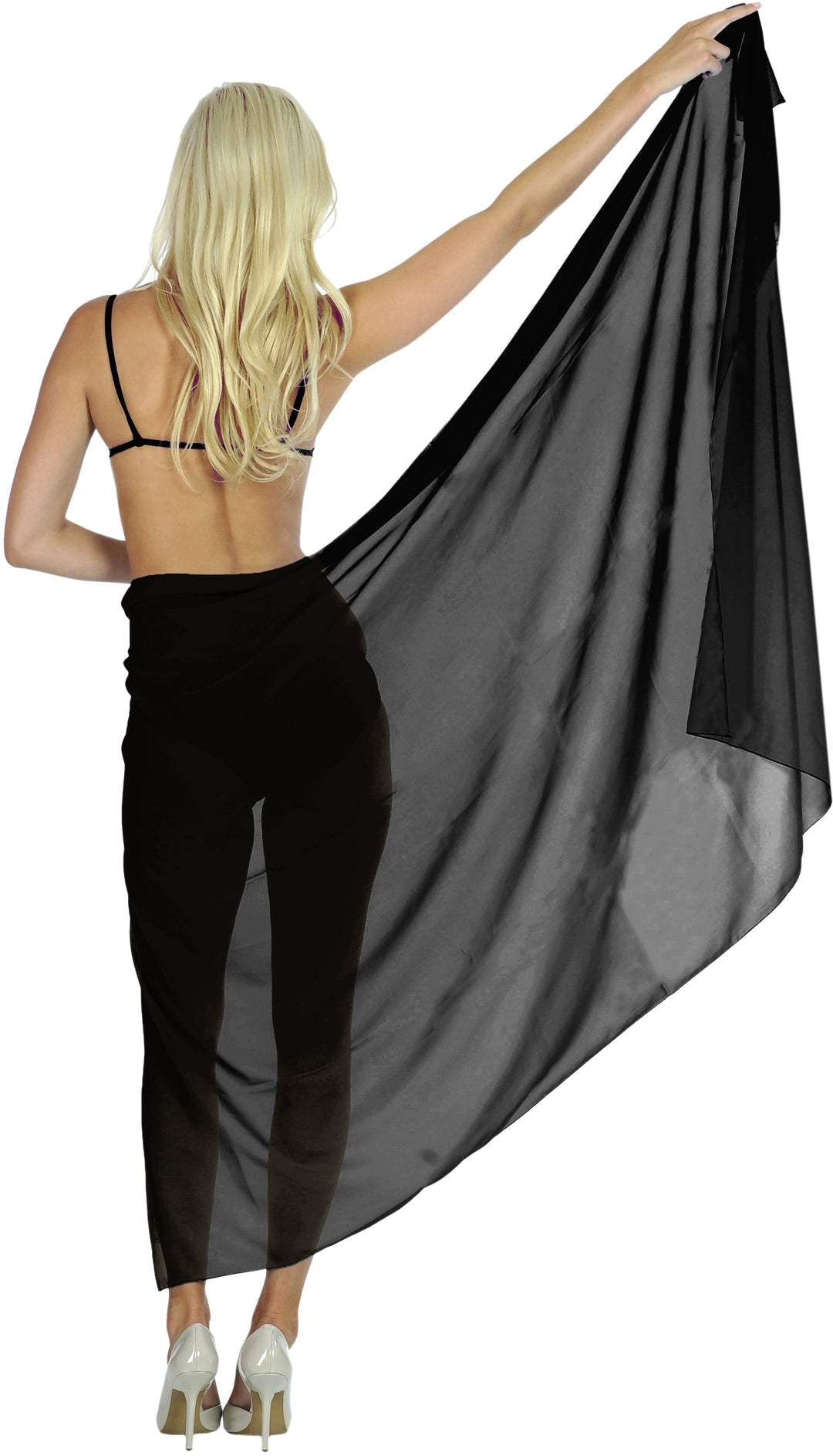 HAPPY BAY Sheer Chiffon Swimsuit Cover Up Wrap Sarong Solid 88"X42" Black_1722 P07337