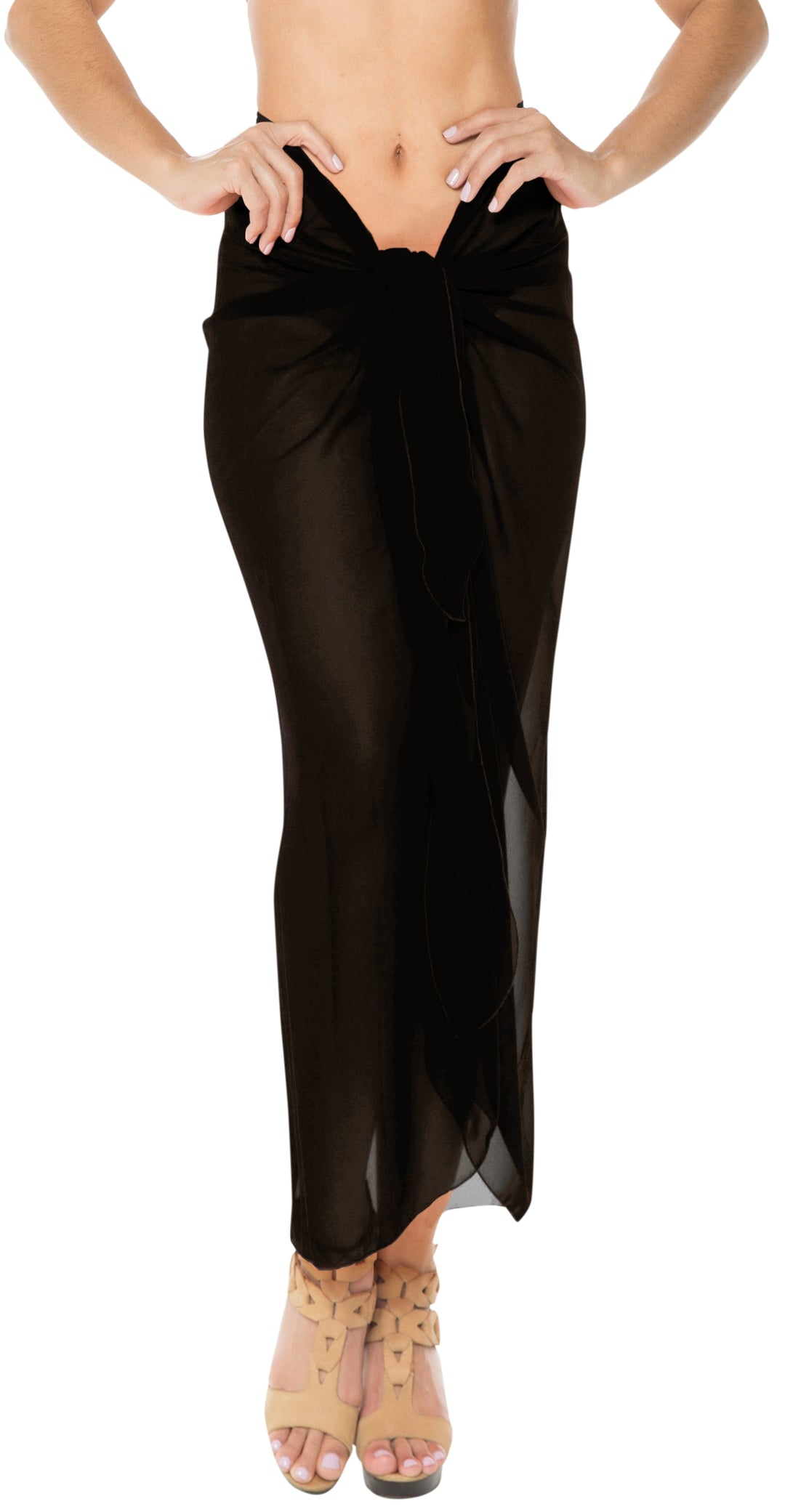 HAPPY BAY Sheer Chiffon Swimsuit Cover Up Wrap Sarong Solid 88"X42" Black_1722 P07337