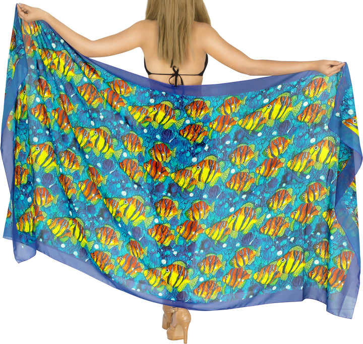 Allover Nemo Fishes Sheer Beach Wrap For Women P06732
