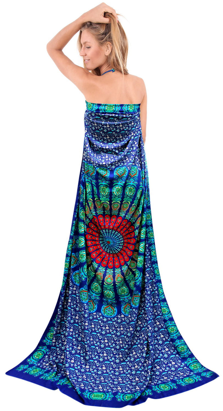 HAPPY BAY Soft Light Bathing Suit Tie Slit Sarong Digital 78"X39" Navy Blue_4918 P06584
