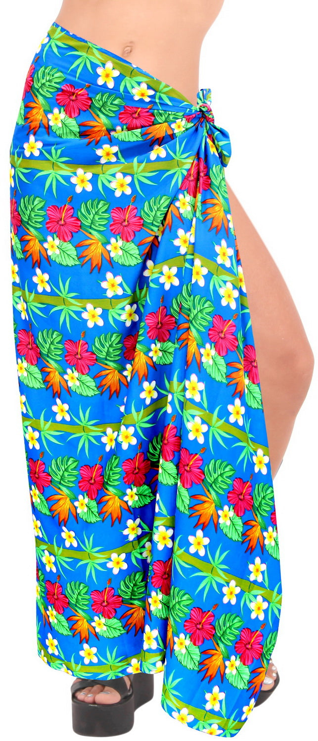 HAPPY BAY Soft Light Swimwear Wrap Pareo Long Swimsuit Sarong Printed Blue P06528