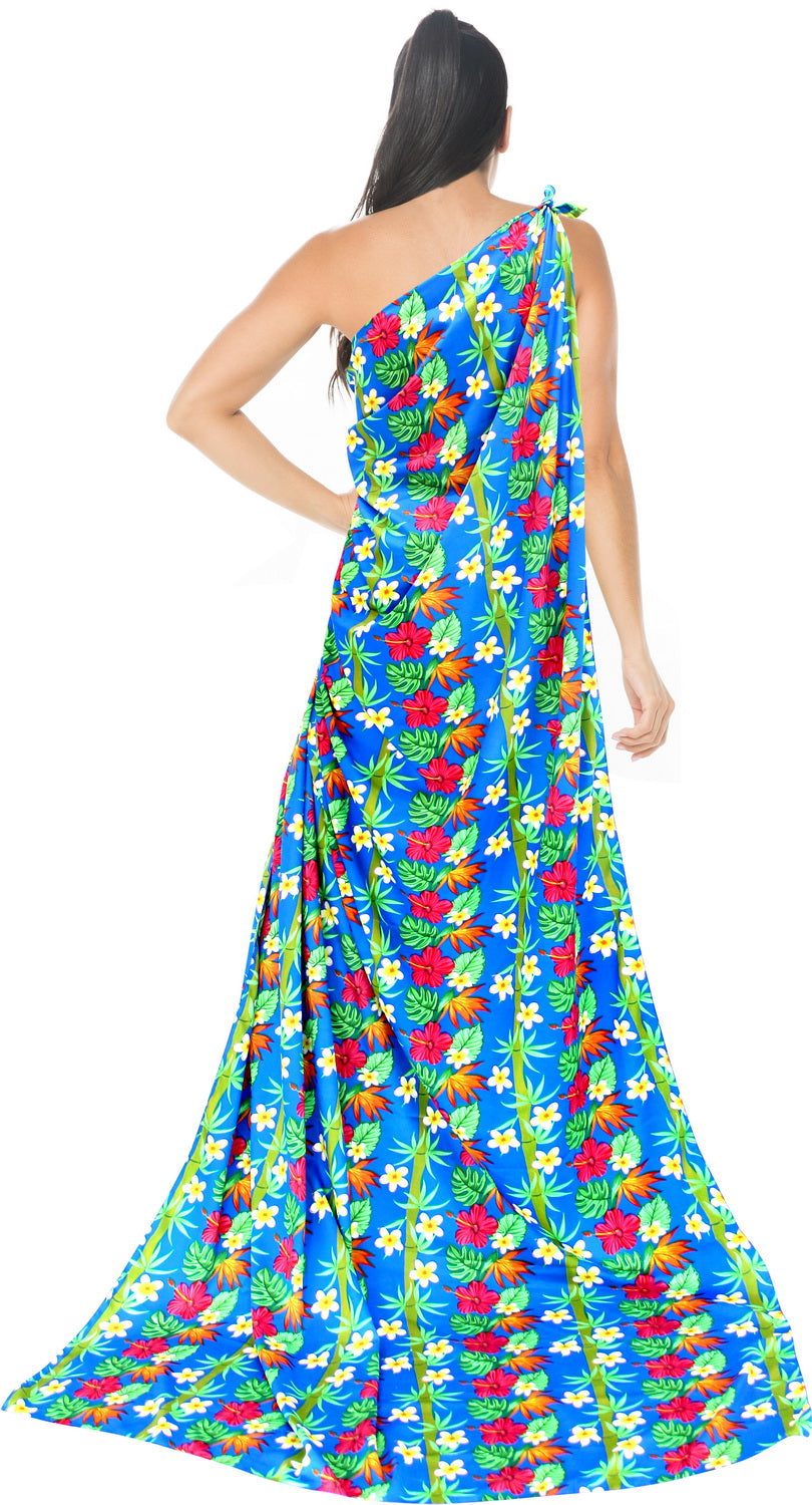 HAPPY BAY Soft Light Swimwear Wrap Pareo Long Swimsuit Sarong Printed Blue P06528