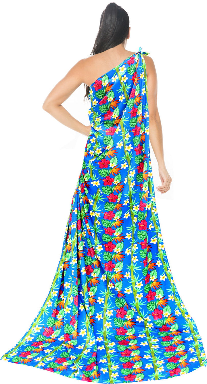 HAPPY BAY Soft Light Swimwear Wrap Pareo Long Swimsuit Sarong Printed Blue P06528