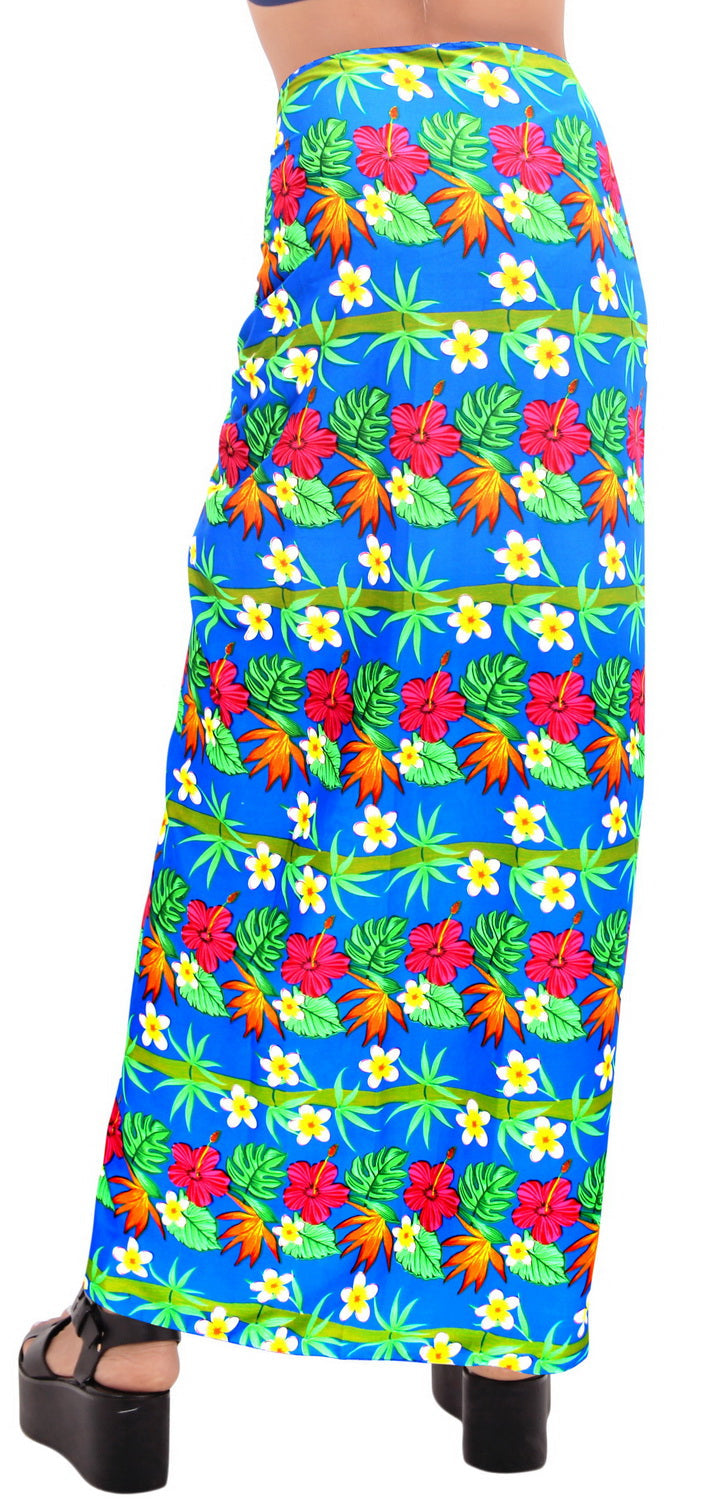 HAPPY BAY Soft Light Swimwear Wrap Pareo Long Swimsuit Sarong Printed Blue P06528