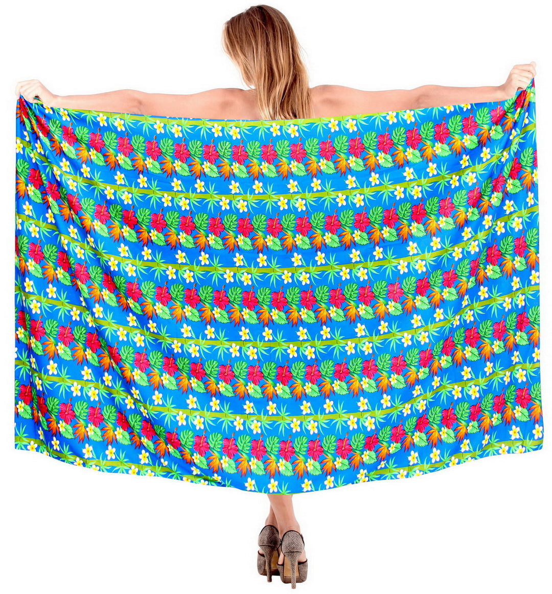HAPPY BAY Soft Light Swimwear Wrap Pareo Long Swimsuit Sarong Printed Blue P06528
