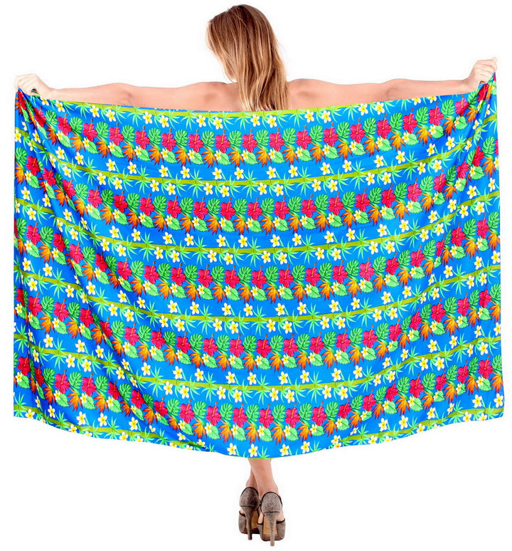 HAPPY BAY Soft Light Swimwear Wrap Pareo Long Swimsuit Sarong Printed Blue P06528