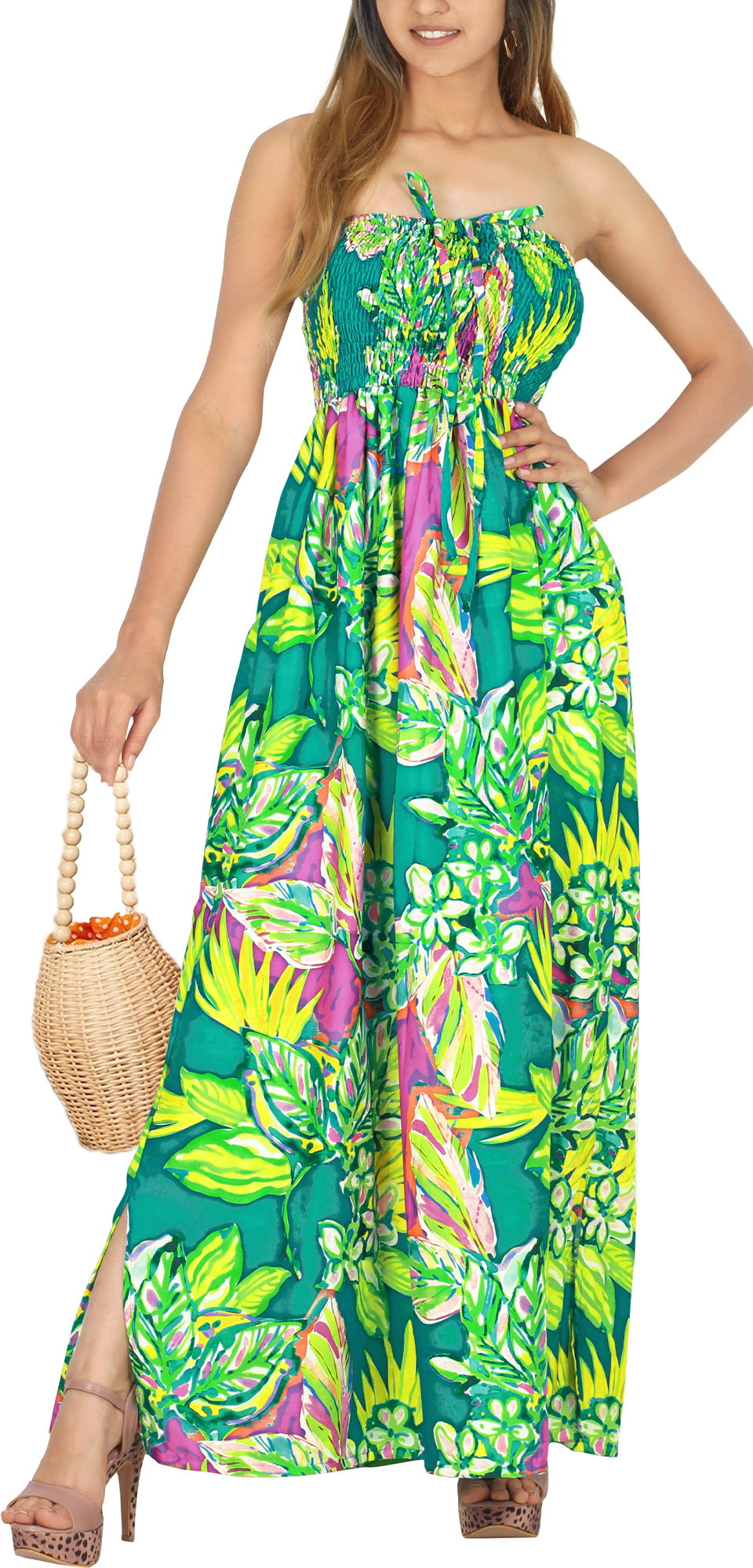 Summer Fun Tropical Print Maxi Dress for women