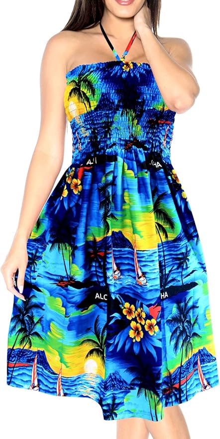 Island Breeze Print Short Dress for women P00918