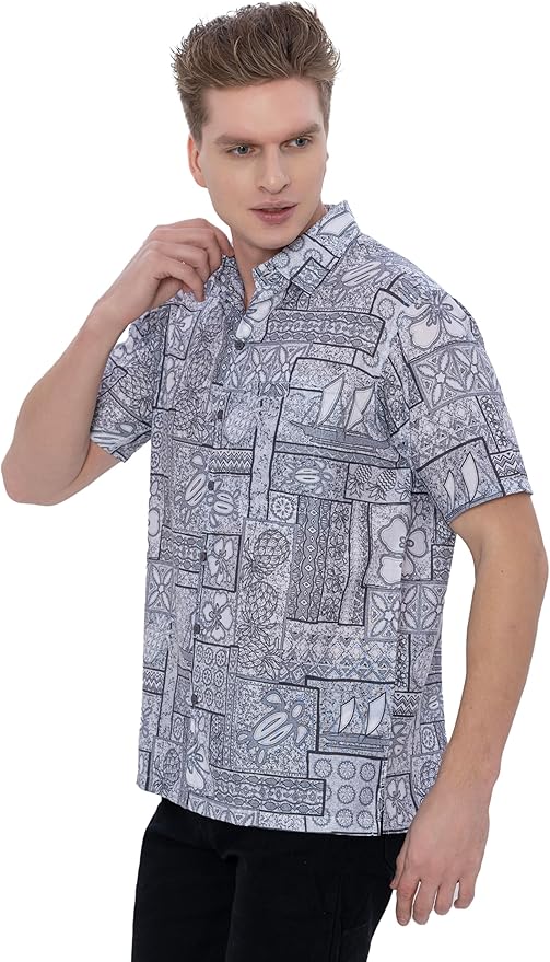 Sailboats + Turtle Tiki Hut Style Men's Shirt P07601