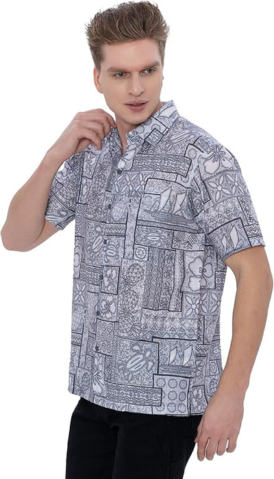 Sailboats + Turtle Tiki Hut Style Men's Shirt P07601