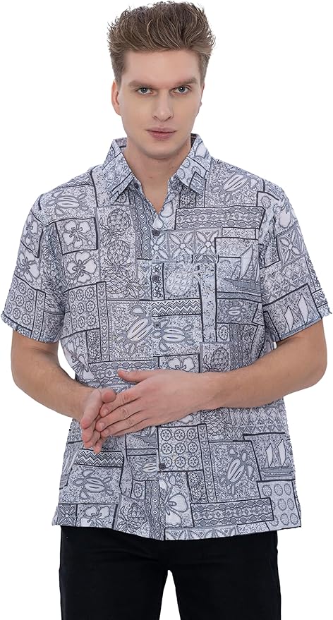Sailboats + Turtle Tiki Hut Style Men's Shirt P07601
