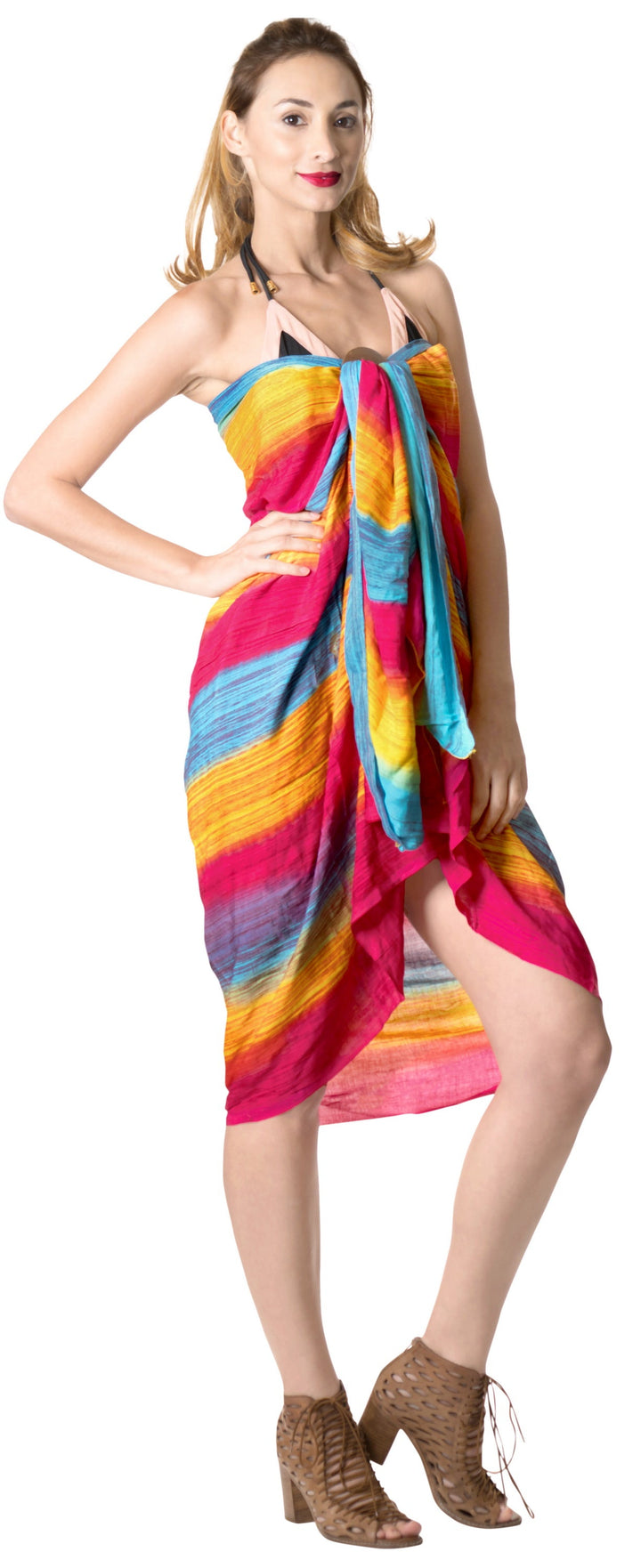 HAPPY BAY Swimsuit Bathing Beach Sarong Bikini Cover up Tie Dye 78"X43" Pink P04117