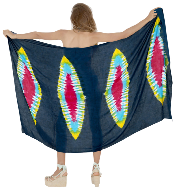 HAPPY BAY Beach Bikini Cover Up Beach Cover up Sarong Tie Dye 78"X43" Blue P04312