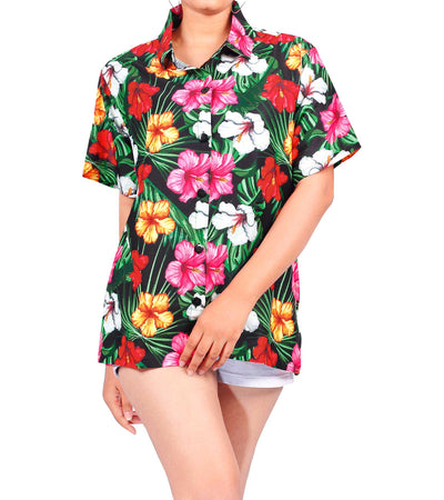 Fun Tropical Print Hawaiian Shirt for women