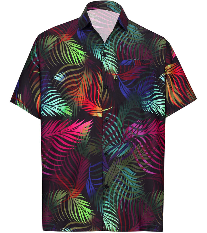 Tropical Leaf Print Colorful Hawaiian Shirt for men