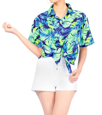 Feather Tropical Print Hawaiian Shirt for women