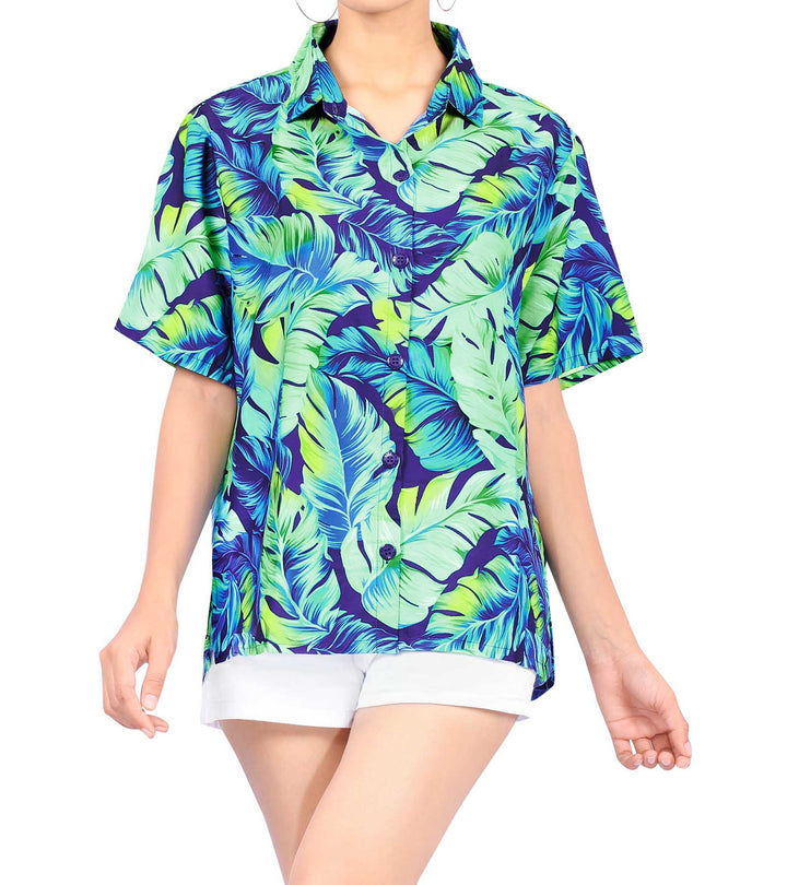 Feather Tropical Print Hawaiian Shirt for women
