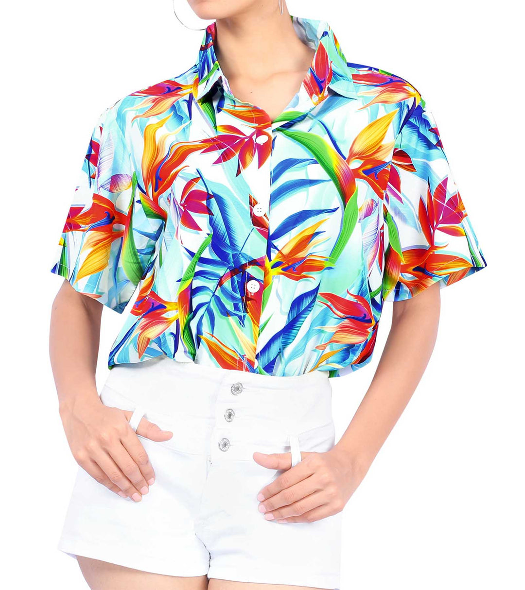 Colorful Tropical Paradise Hawaiian Shirt for women