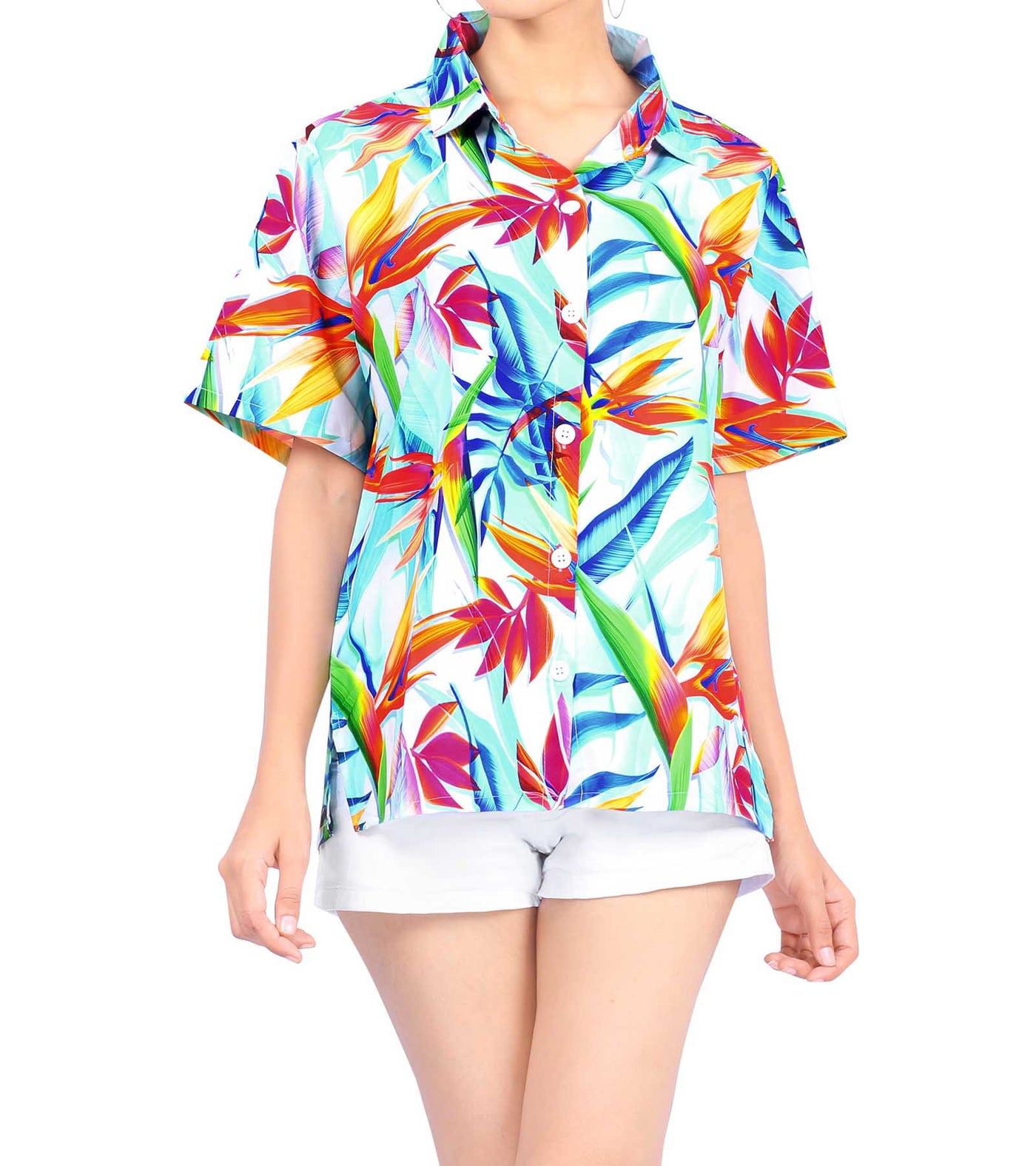 Colorful Tropical Paradise Hawaiian Shirt for women