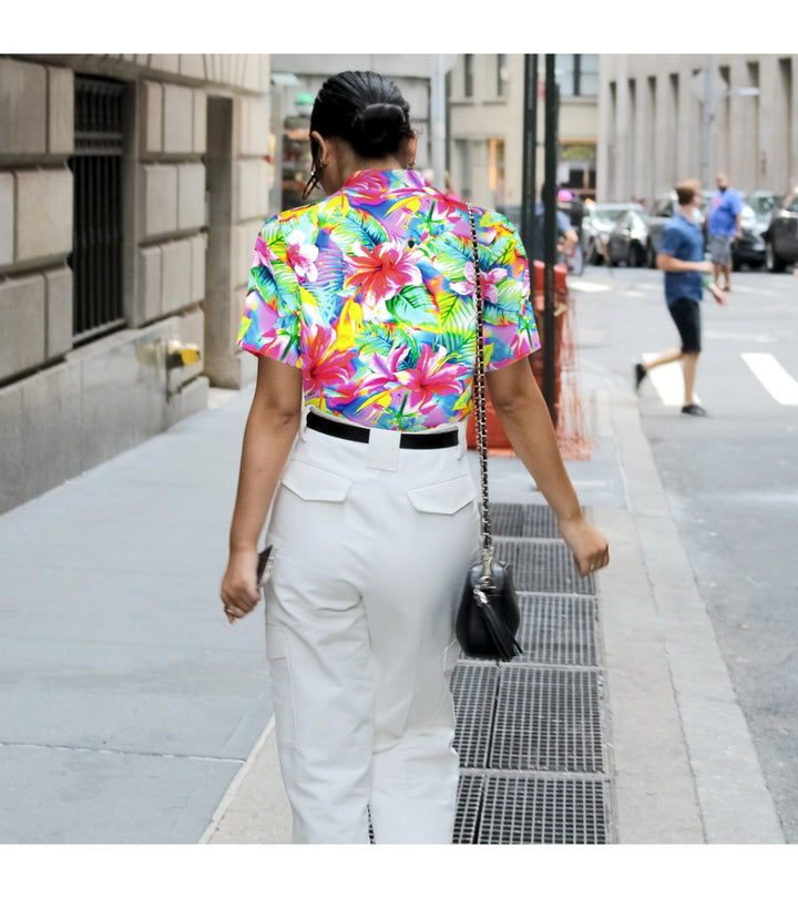 Colorful Floral Tropical Paradise Hawaiian Shirt for women