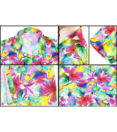 Colorful Floral Tropical Paradise Hawaiian Shirt for women