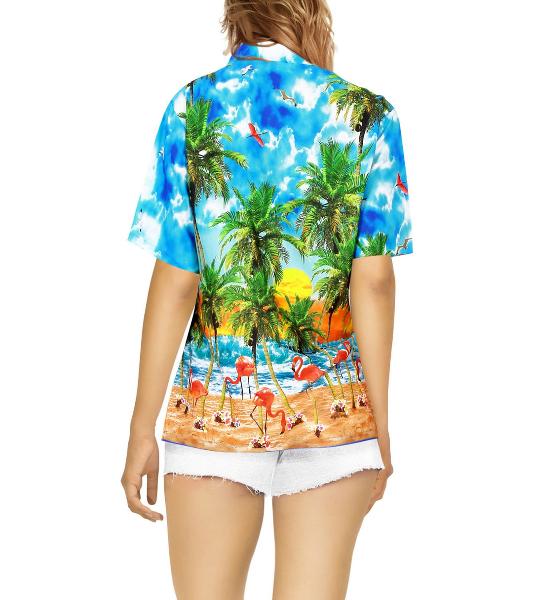 Beach Flamingo Hawaiian Shirt for women