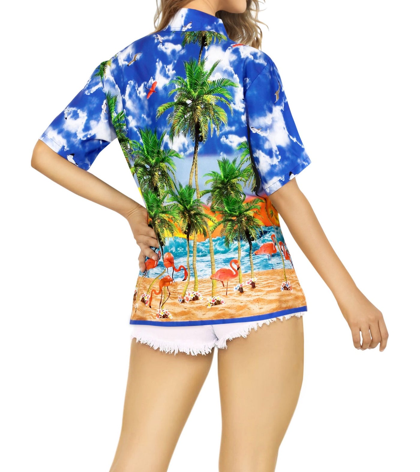 Beach Flamingo Hawaiian Shirt for women