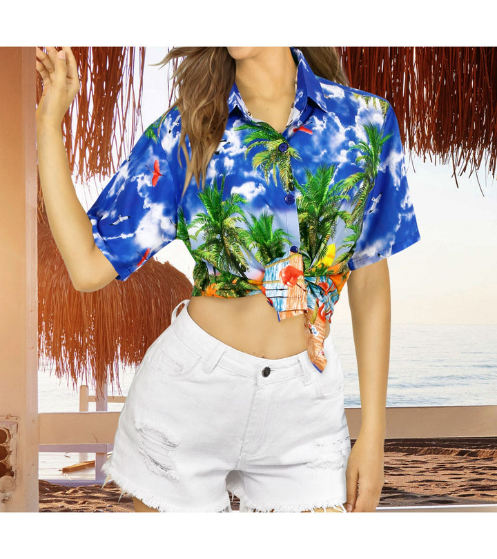 Beach Flamingo Hawaiian Shirt for women