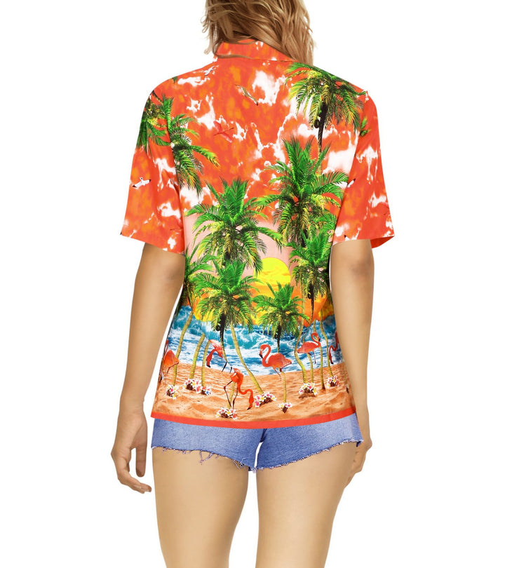 Beach Flamingo Hawaiian Shirt for women