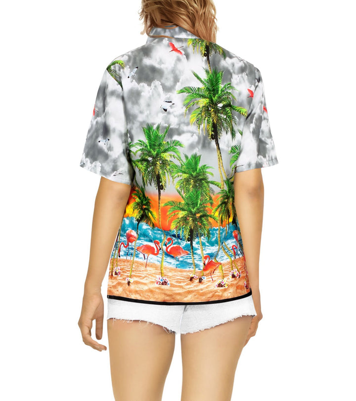 Beach Flamingo Hawaiian Shirt for women