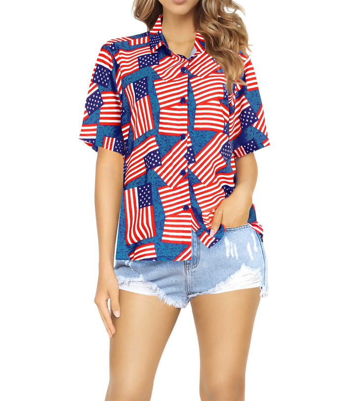 American Flag Hawaiian Shirt for women