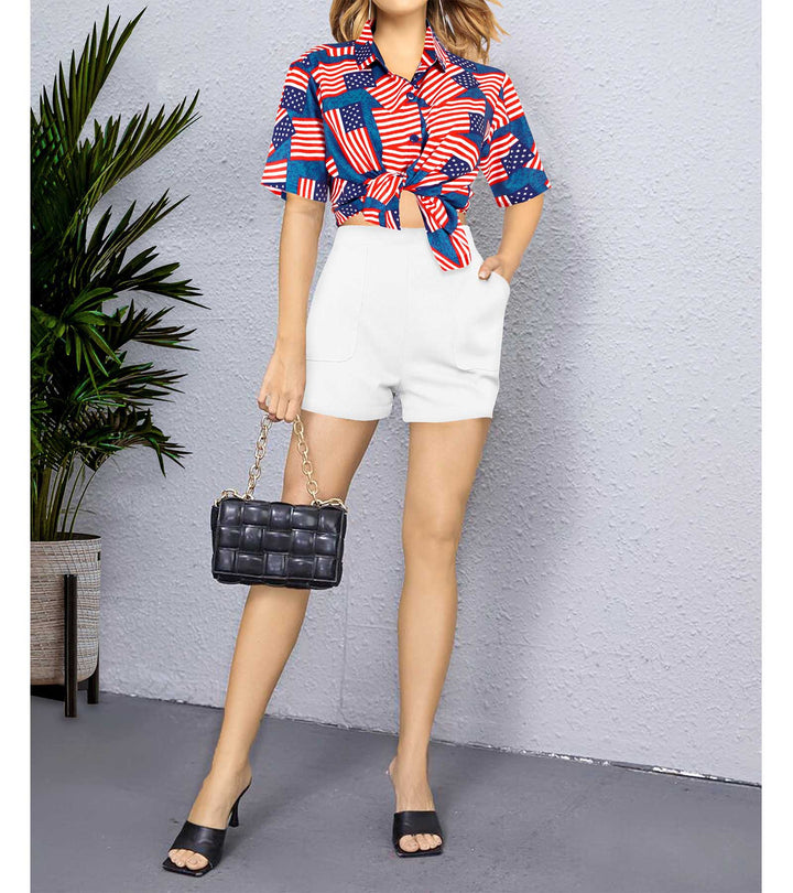 American Flag Hawaiian Shirt for women