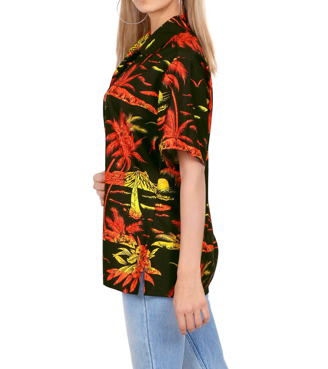 Tropical Palm Tree Hawaiian Shirt for women