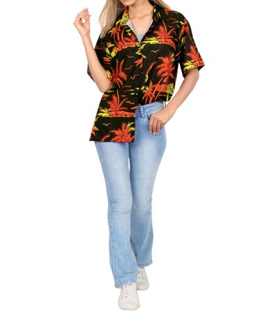 Tropical Palm Tree Hawaiian Shirt for women