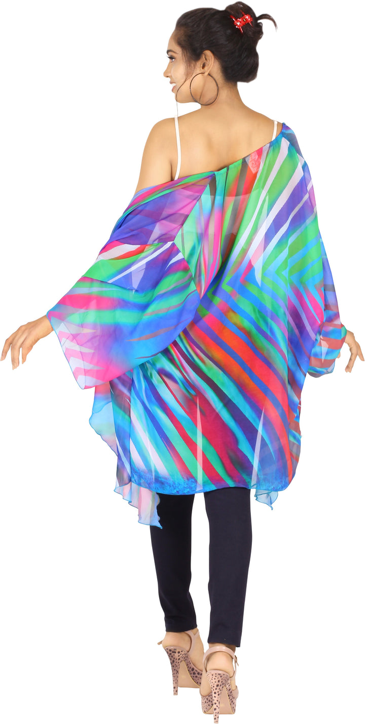 Aurora Dreams Multicolor Printed Kimono Shrug Jacket Cover up P03235