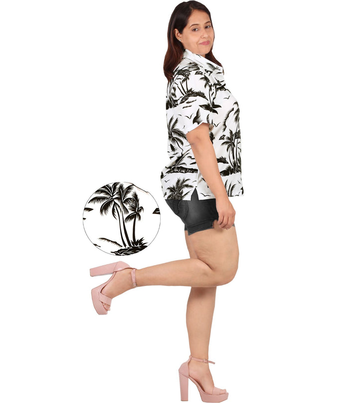 Tropical Palm Tree Hawaiian Shirt for women