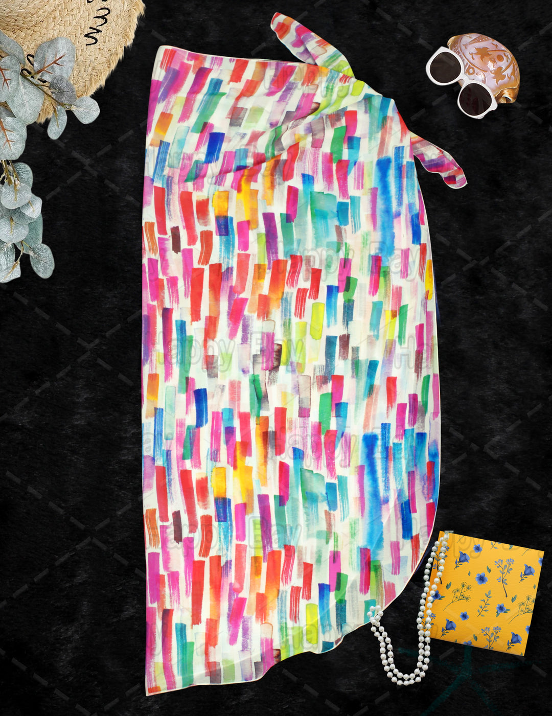 Multicolor Sheer Artistic Print Beach Wrap For Women P06772