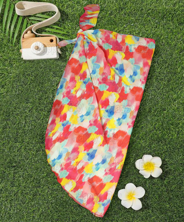 Sheer Abstract Print Beach Wrap For Women P06771