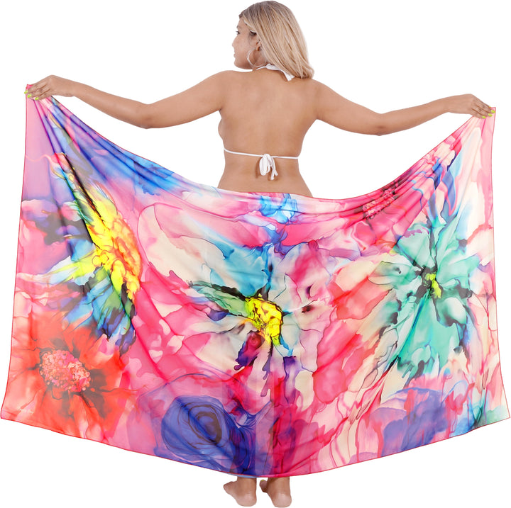 Vibrant Tropical Floral Ink Artwork Beach Wrap For Women P06798