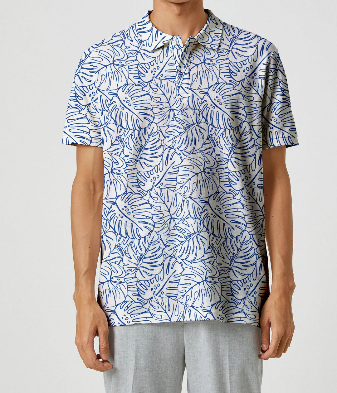 White Allover Monstera Leaves Men&