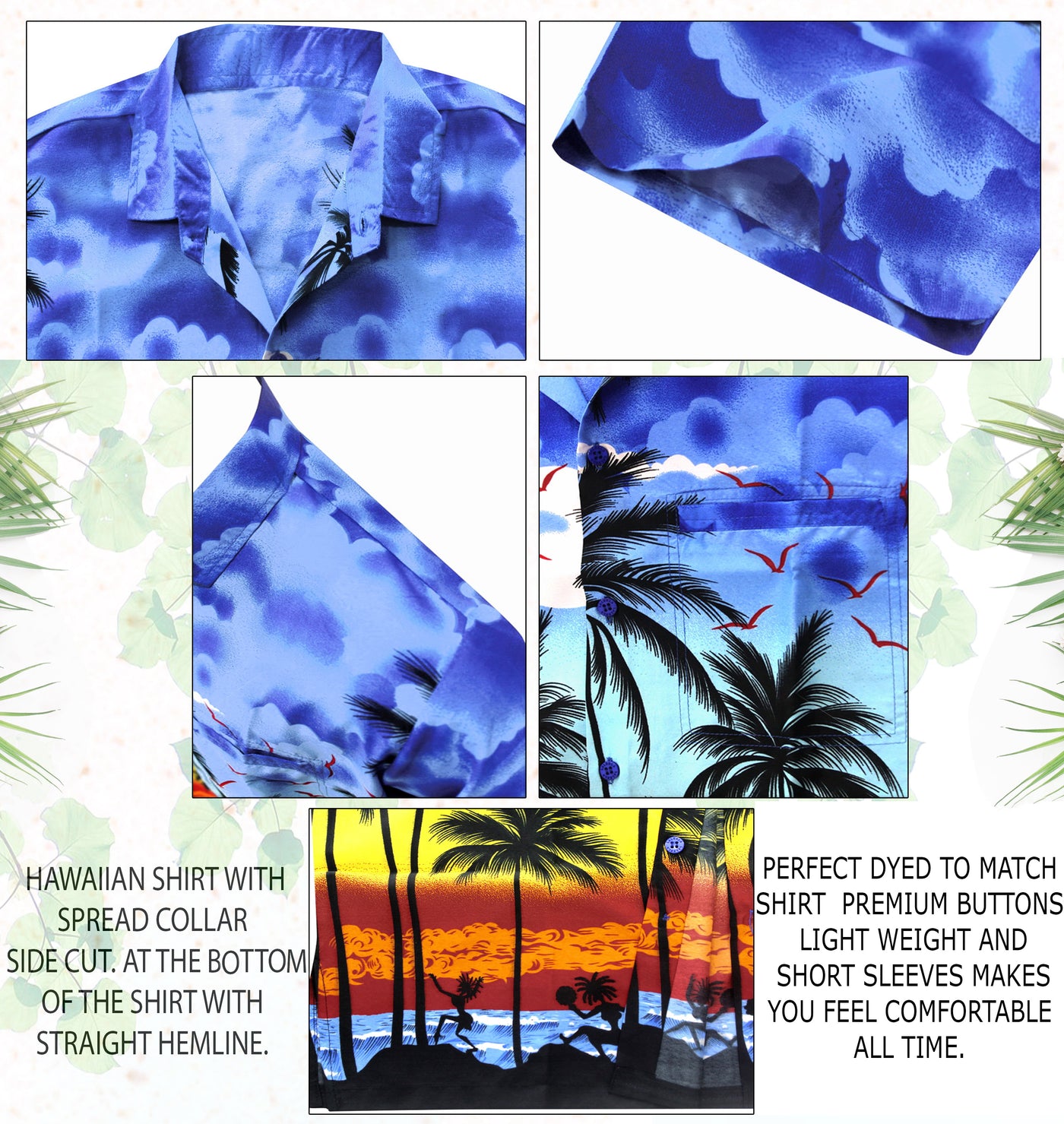 HAPPY BAY Men's Summer Beach Hawaii Shirt, Royal Blue P00003