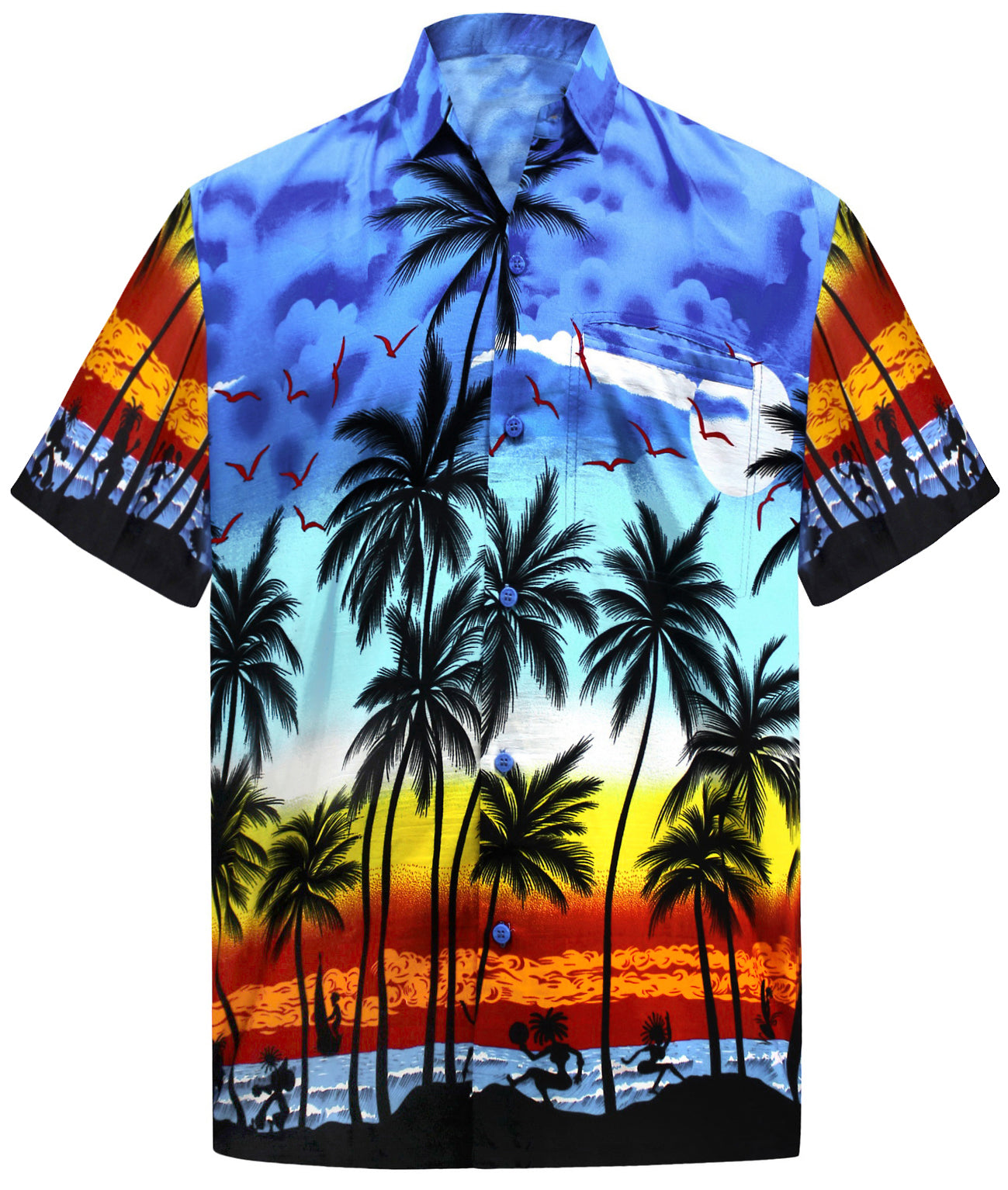 HAPPY BAY Men's Summer Beach Hawaii Shirt, Royal Blue P00003
