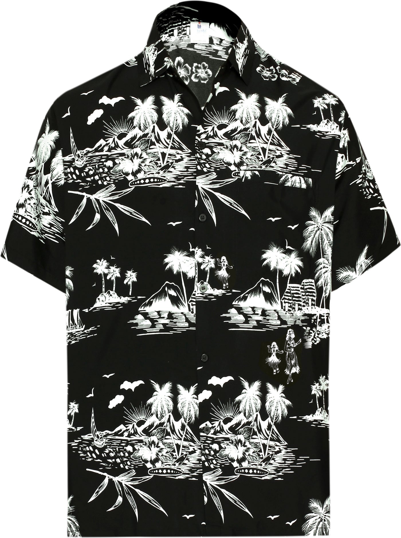 Aloha Black Shirt For Men Palm Tree and Island P00004