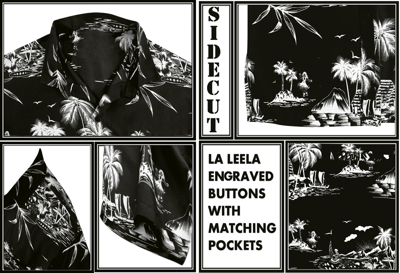 Aloha Black Shirt For Men Palm Tree and Island P00004