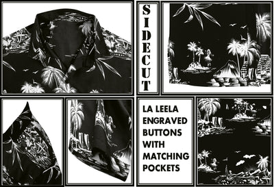 Aloha Black Shirt For Men Palm Tree and Island P00004