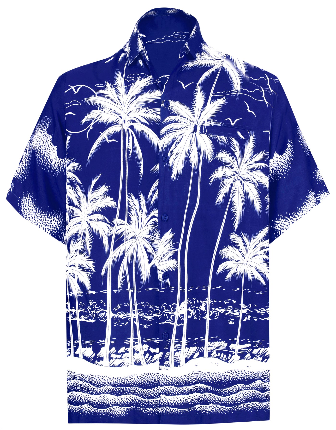 HAPPY BAY Men's Island Casual Beach Shirt Royal Blue P00012