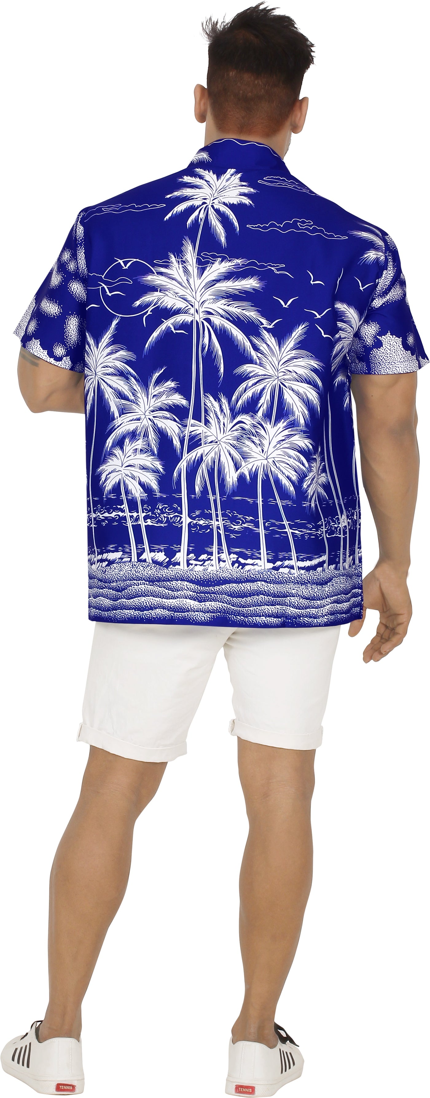 HAPPY BAY Men's Island Casual Beach Shirt Royal Blue P00012