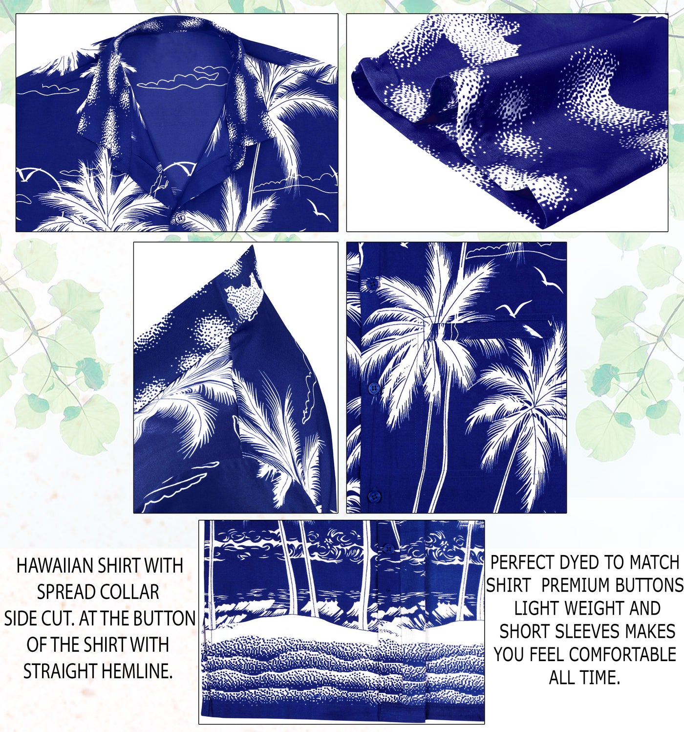 HAPPY BAY Men's Island Casual Beach Shirt Royal Blue P00012