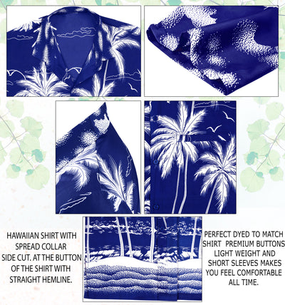 HAPPY BAY Men's Island Casual Beach Shirt Royal Blue P00012