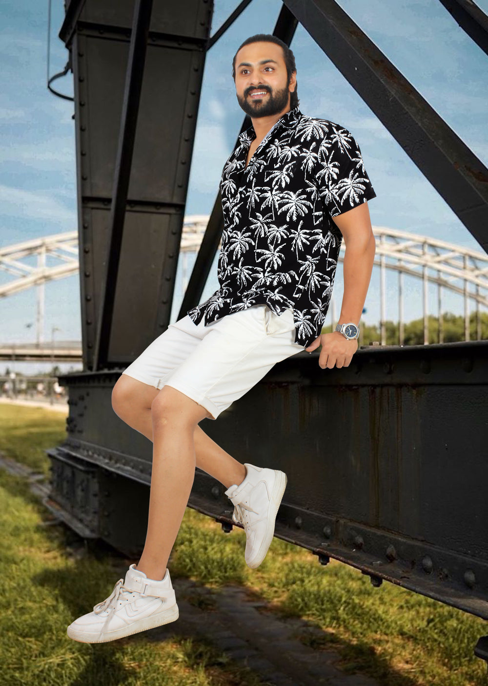 LA LEELA Men's Casual Hawaiian Shirt - Beach Summer Cruise Vacation Button Down Short Sleeve Aloha Shirt S Black P00018